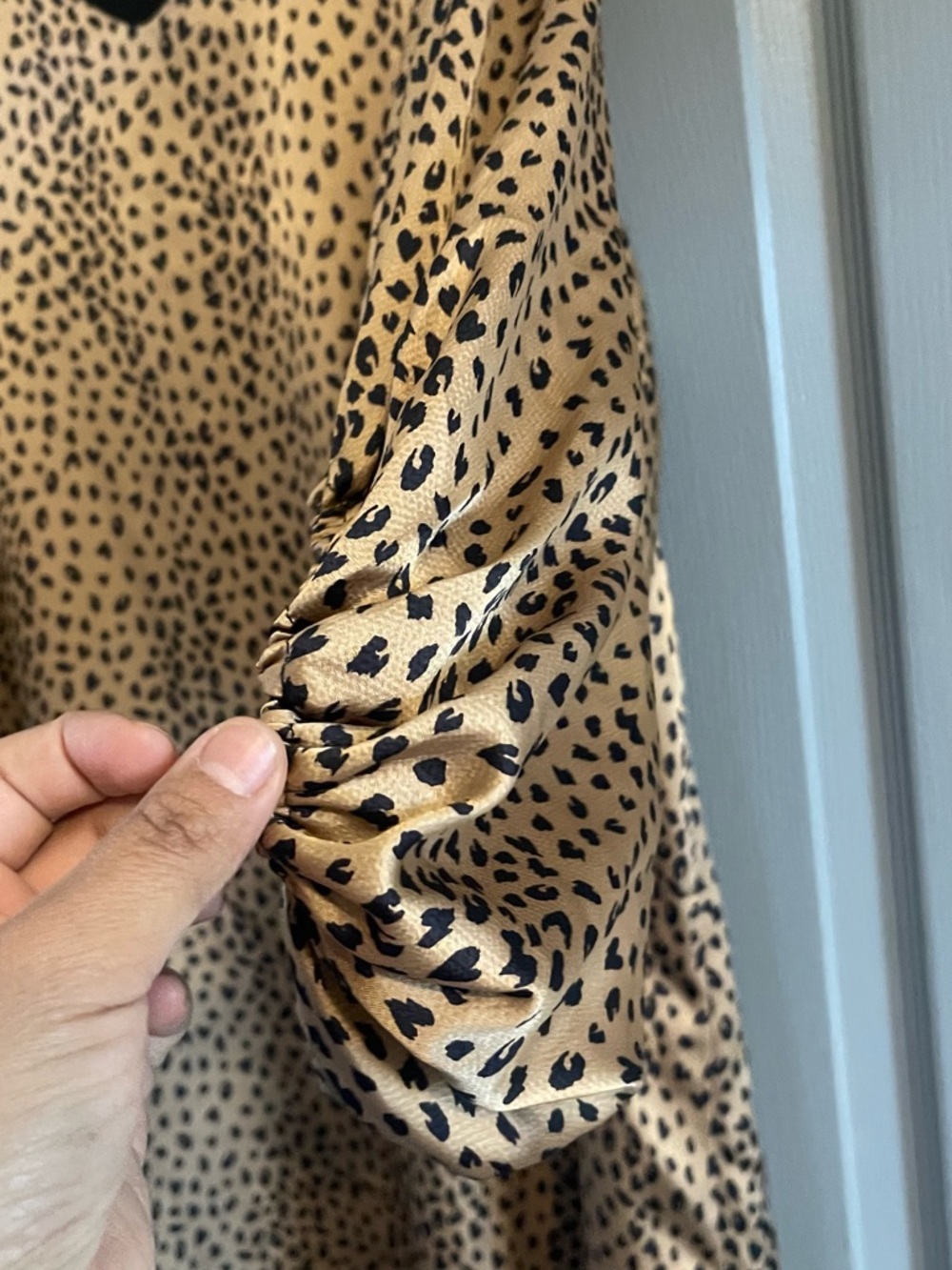 Vici Beige Leopard Print V-Neck Midi Dress - Picture 8 of 11